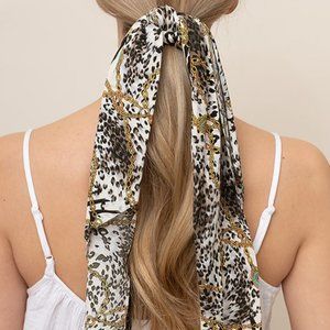 Mixed Animal Print Ponytail Scarf Scrunchie